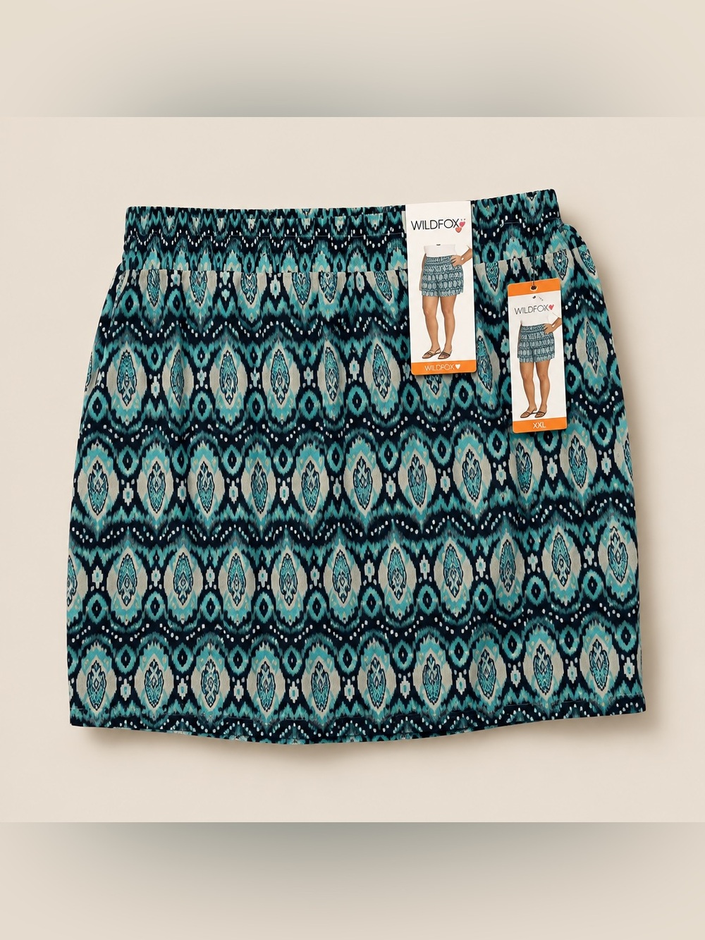 NWT WildFox XX Large Relaxed Blue Multi Print Rayon 2 Pocket Shorts